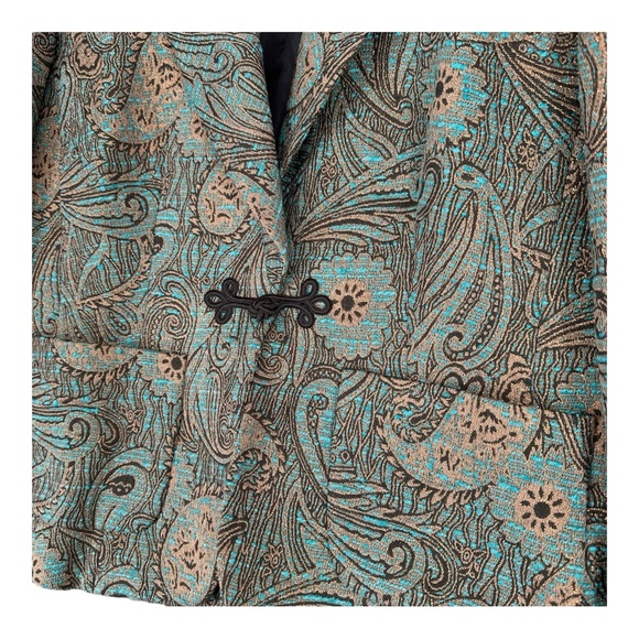 Peck & Peck 8 Brown Teal Tapestry Jacket Artsy Paisley Mature Grandma Vintage - Picture 5 of 9